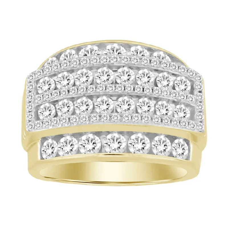 Women’s minimalist ring-MEN'S RING 3.00CT ROUND DIAMOND 10K YELLOW GOLD