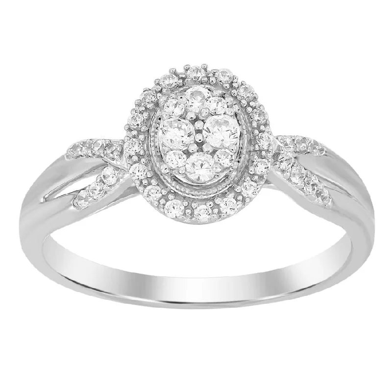 Women’s antique engagement ring-LADIES RING 0.25CT ROUND DIAMOND 10K WHITE GOLD