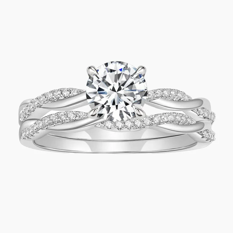 Women’s heart-shaped ring-1 CT Women's Round Bridal Ring Set