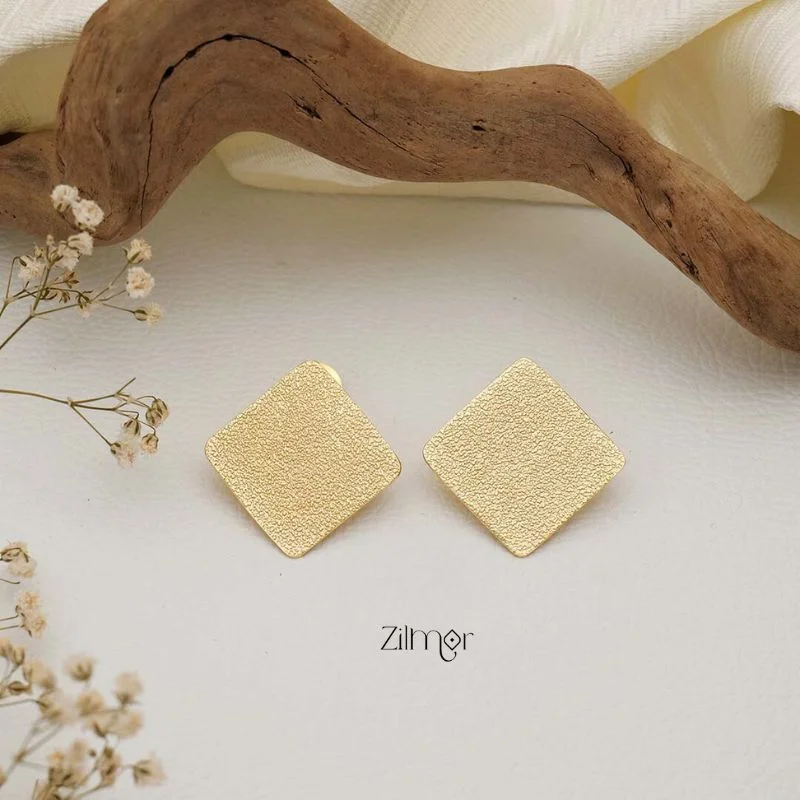 Women’s rainbow earrings-Square Brass  Stud Earrings - AS100730