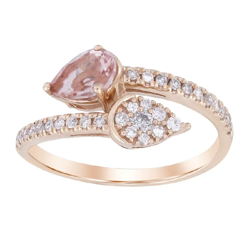 Women’s classic diamond ring-LADIES RING 0.90CT ROUND/PEAR DIAMOND 14K ROSE GOLD (SI QUALITY)