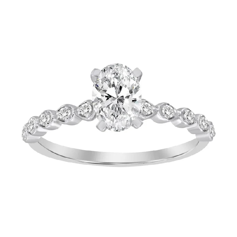 Women’s matching ring set-LADIES RING 0.15CT ROUND DIAMOND 14K WHITE GOLD (CENTER STONE 1.00CT OVAL DIAMOND)