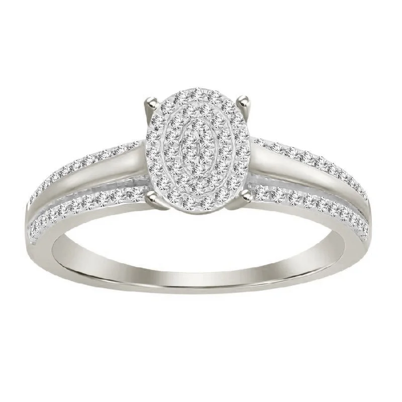 Women’s diamond-studded ring-LADIES RING 0.20CT ROUND DIAMOND 10K WHITE GOLD