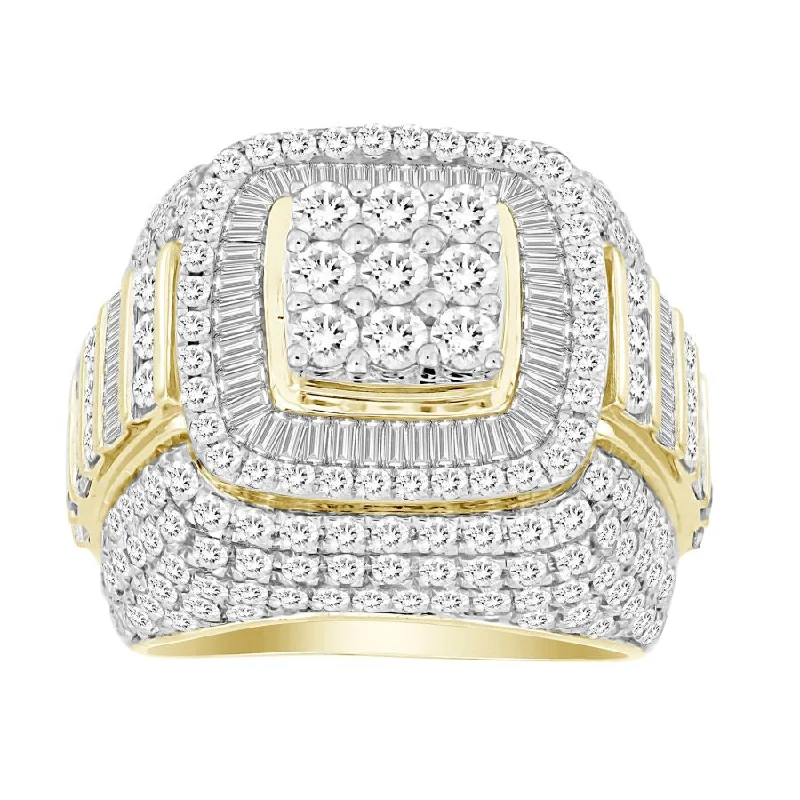 Women’s oval diamond ring-MEN'S RING 5.00CT ROUND/BAGUETTE DIAMOND 14K YELLOW GOLD