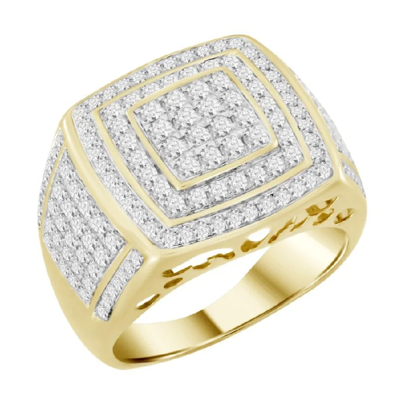 Women’s romantic ring-MEN'S RING 2.00CT ROUND DIAMOND 14K YELLOW GOLD