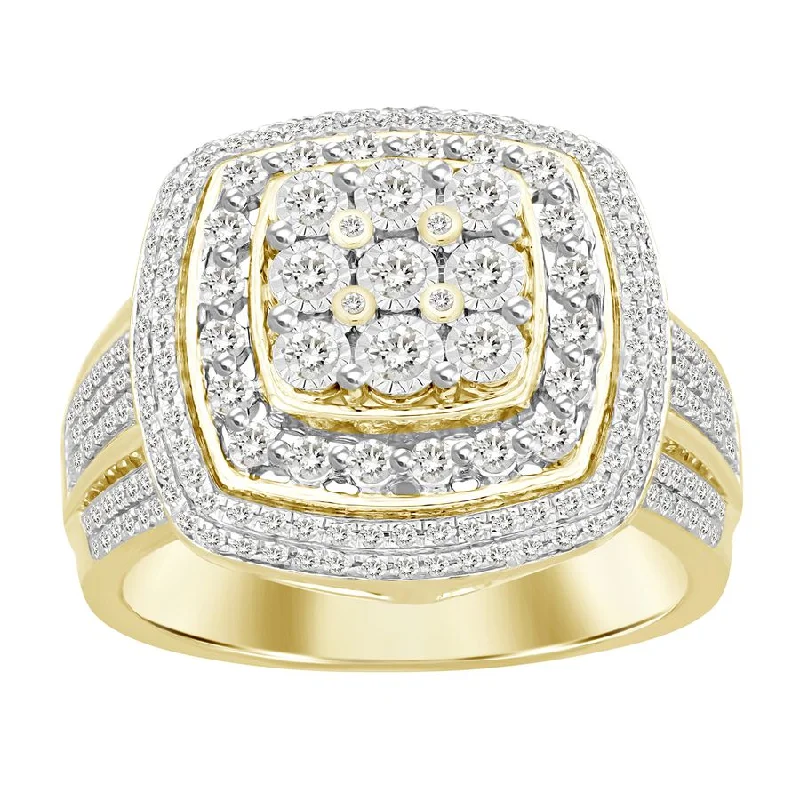 Women’s contemporary engagement ring-MEN'S RING 0.75CT ROUND DIAMOND 10K YELLOW GOLD