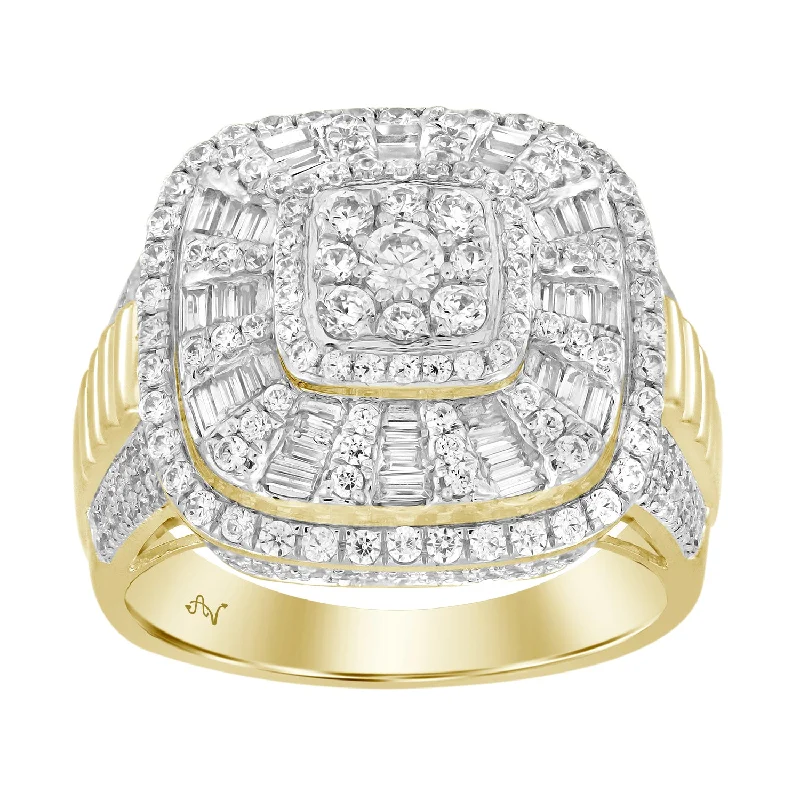 Women’s rose gold ring-MEN'S RING 2.00CT ROUND DIAMOND 10K YELLOW GOLD