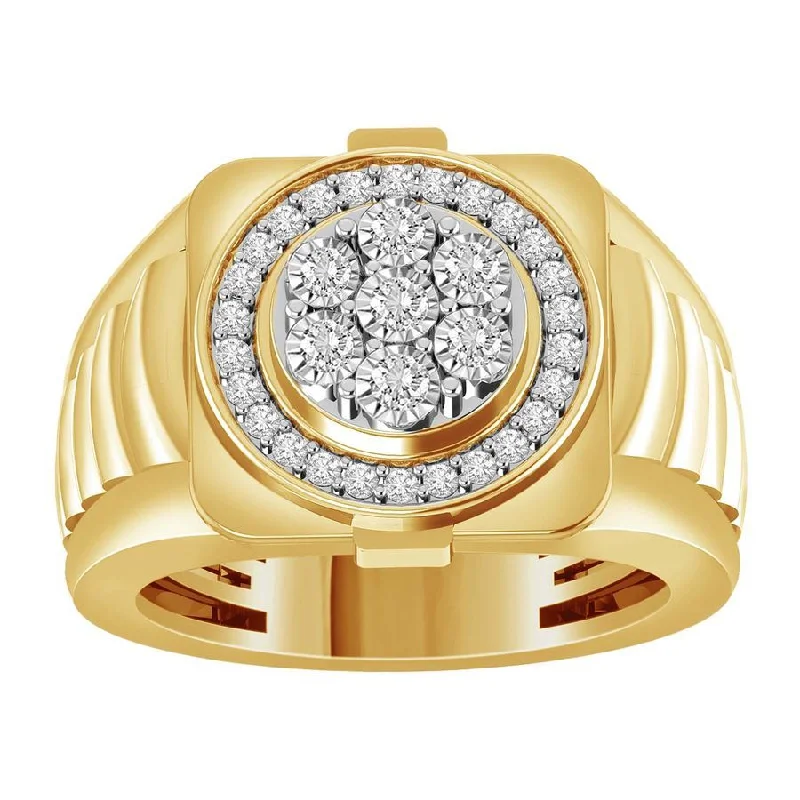 Women’s art deco ring-MEN'S RING 0.50CT ROUND DIAMOND 10K YELLOW GOLD