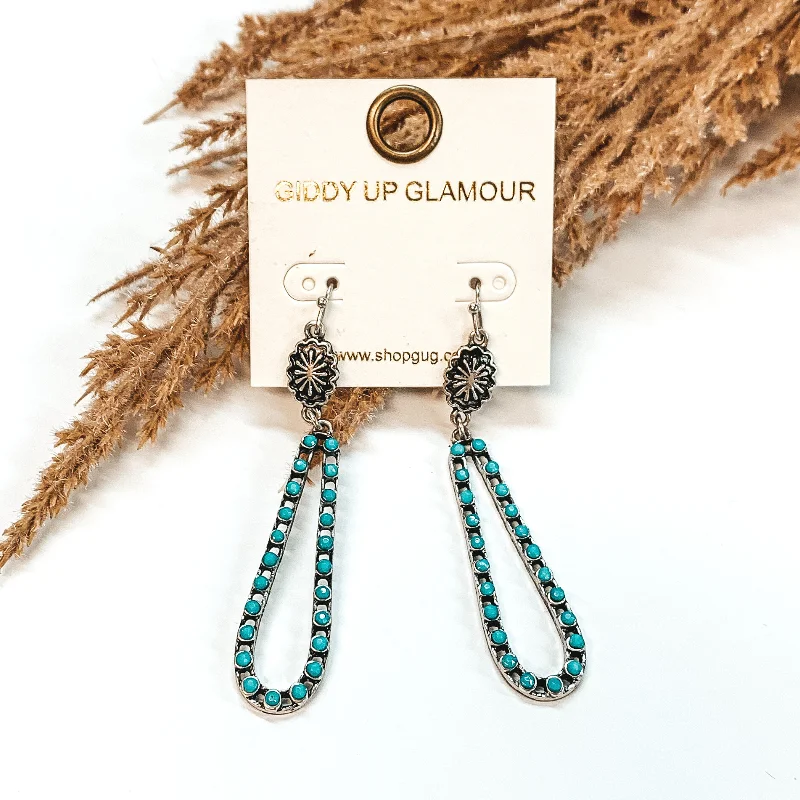 Women’s elegant earrings-Western Long Dangle Earrings in Turquoise