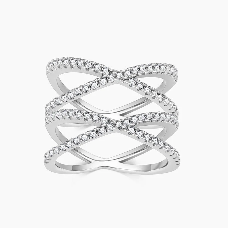 Women’s gold band ring-Sterling Silver Multi Criss Cross Stacking Rings