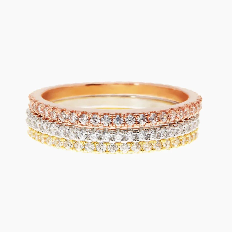 Women’s oval-shaped diamond ring-Gems Stackable Eternity Set Rings