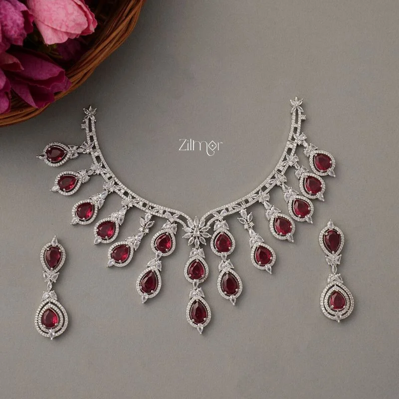 Women’s retro earrings-KH100970 - Bridal AD Necklace Earrings Jewellery Set