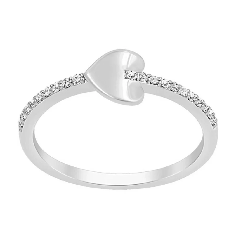 Women’s gemstone-studded ring-LADIES RING 0.10CT ROUND DIAMOND 10K WHITE GOLD