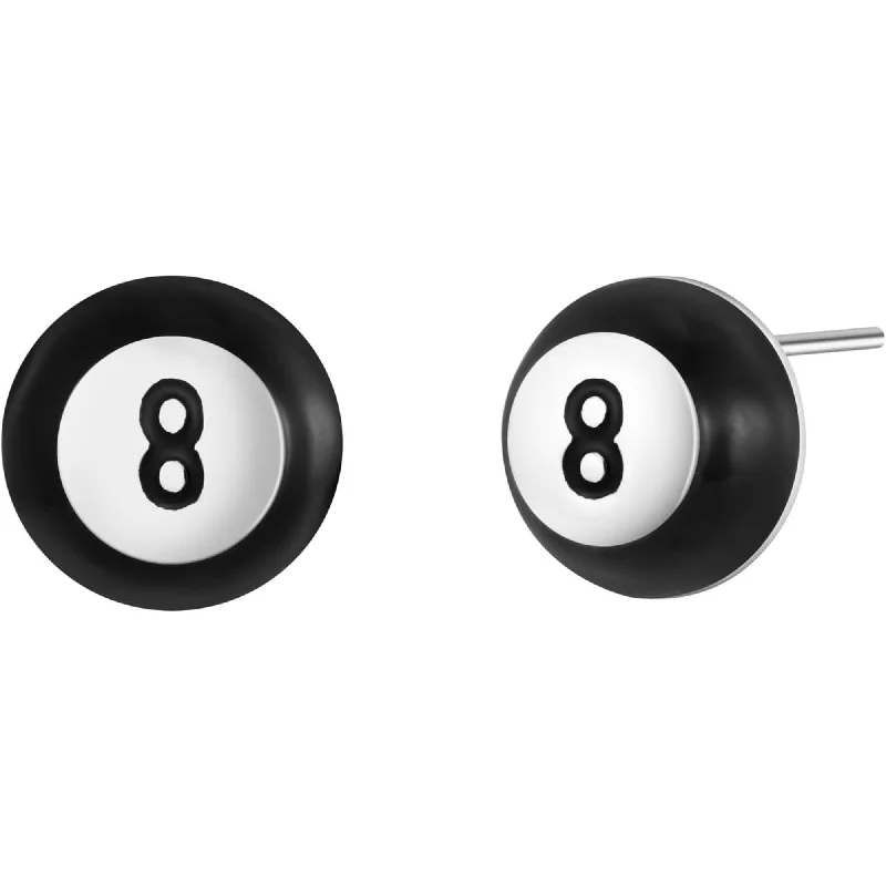 Women’s nature-inspired earrings-2D Billiard Magic 8 Ball Stud Earrings Jewelry