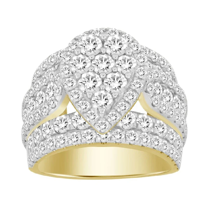 Women’s halo ring-LADIES RING 5.00CT ROUND DIAMOND 10K YELLOW GOLD