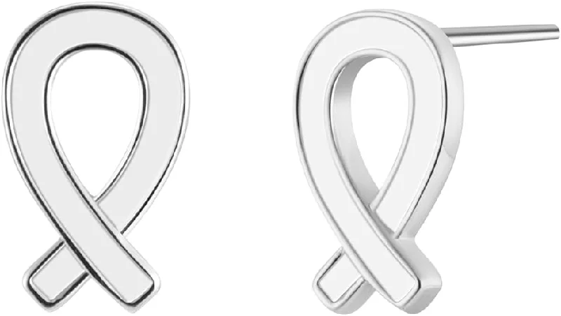 Women’s cuff earrings-Awareness Ribbon Cancer Stud Earrings