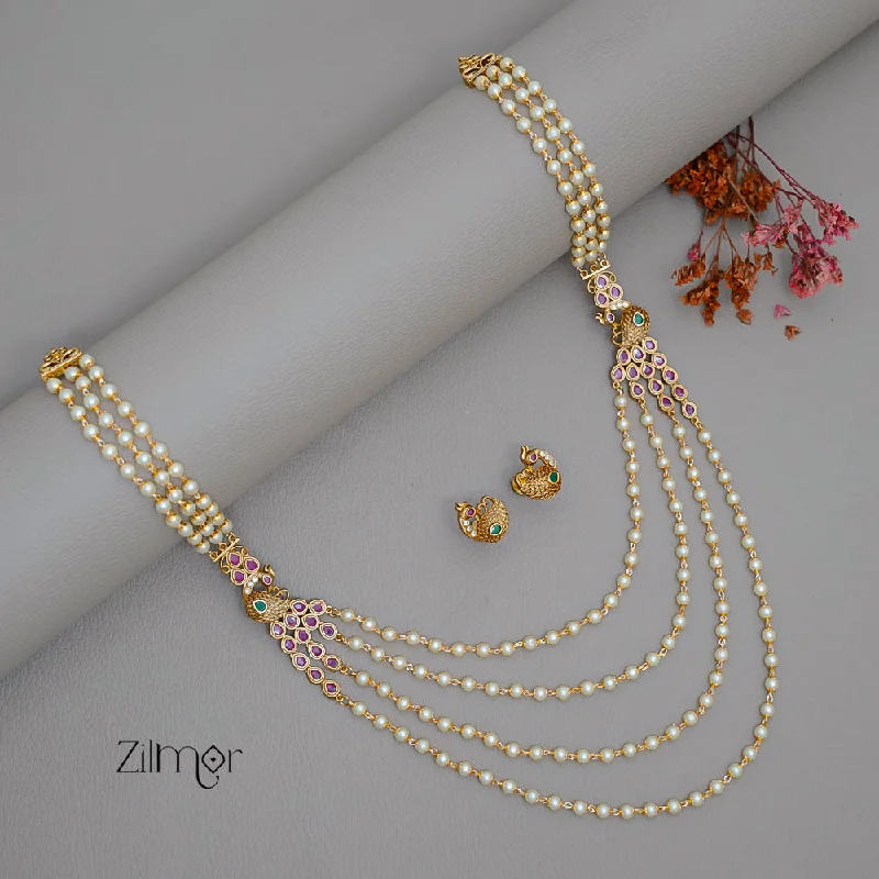 Women’s art-inspired earrings-SN1011229 - Pearl Layer Antique Necklace Earrings Set