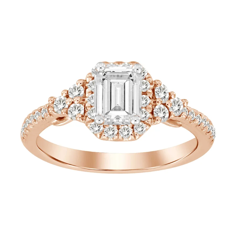 Women’s vintage ring-LADIES RING 1.25CT ROUND/EMERALD DIAMOND 14K ROSE GOLD (CENTER STONE 0.75CT EMERALD DIAMOND)