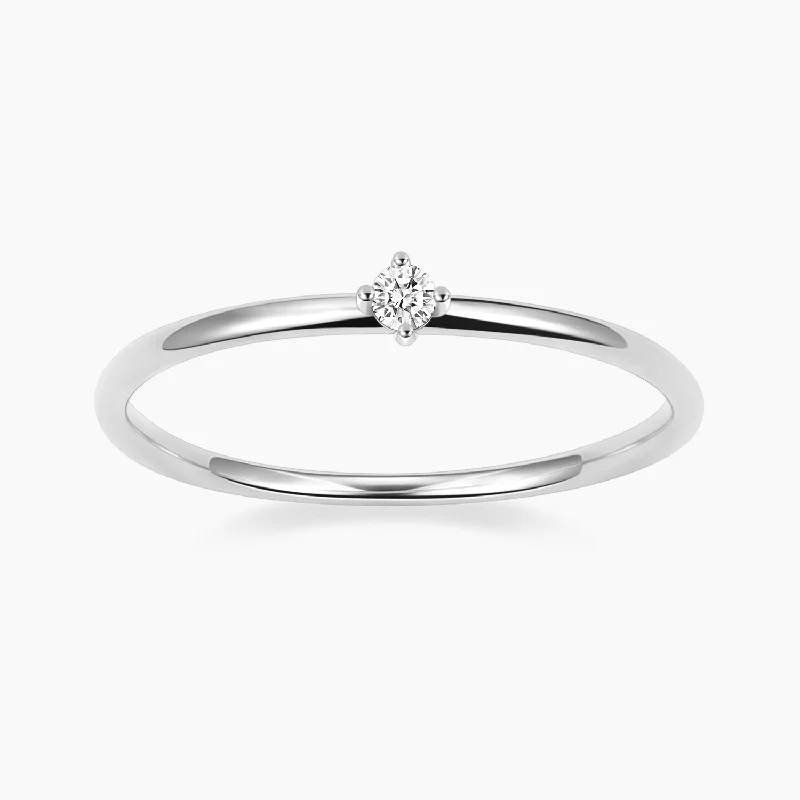 Women’s bold statement ring-Petite Round Solitaire Moissanite Stone Ring