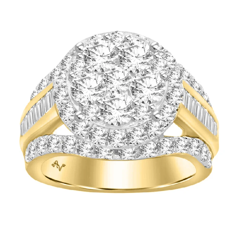 Women’s sparkling ring-LADIES RING 3.00CT ROUND/BAGUETTE DIAMOND 10K YELLOW GOLD