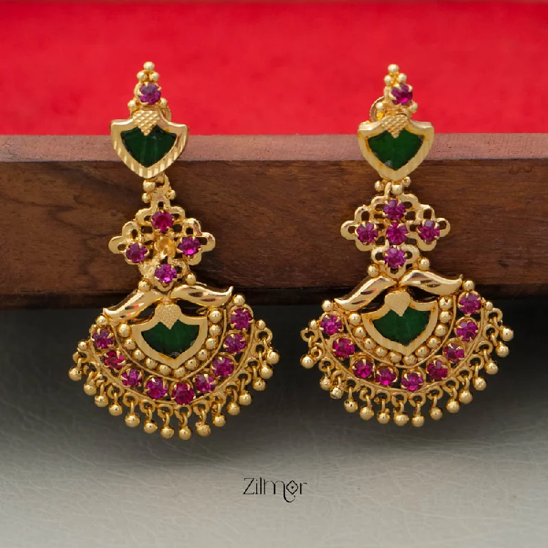 Women’s heart-shaped earrings-PP101871 -Gold tone Palakka Earrings