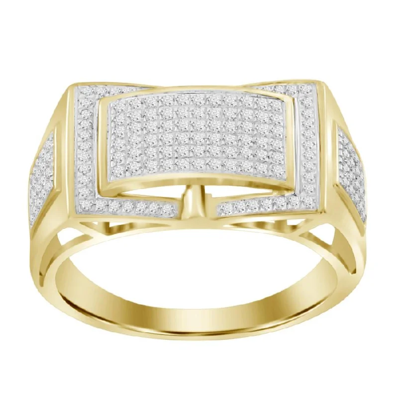 Women’s diamond ring-MEN'S RING 0.50CT ROUND DIAMOND 10K YELLOW GOLD