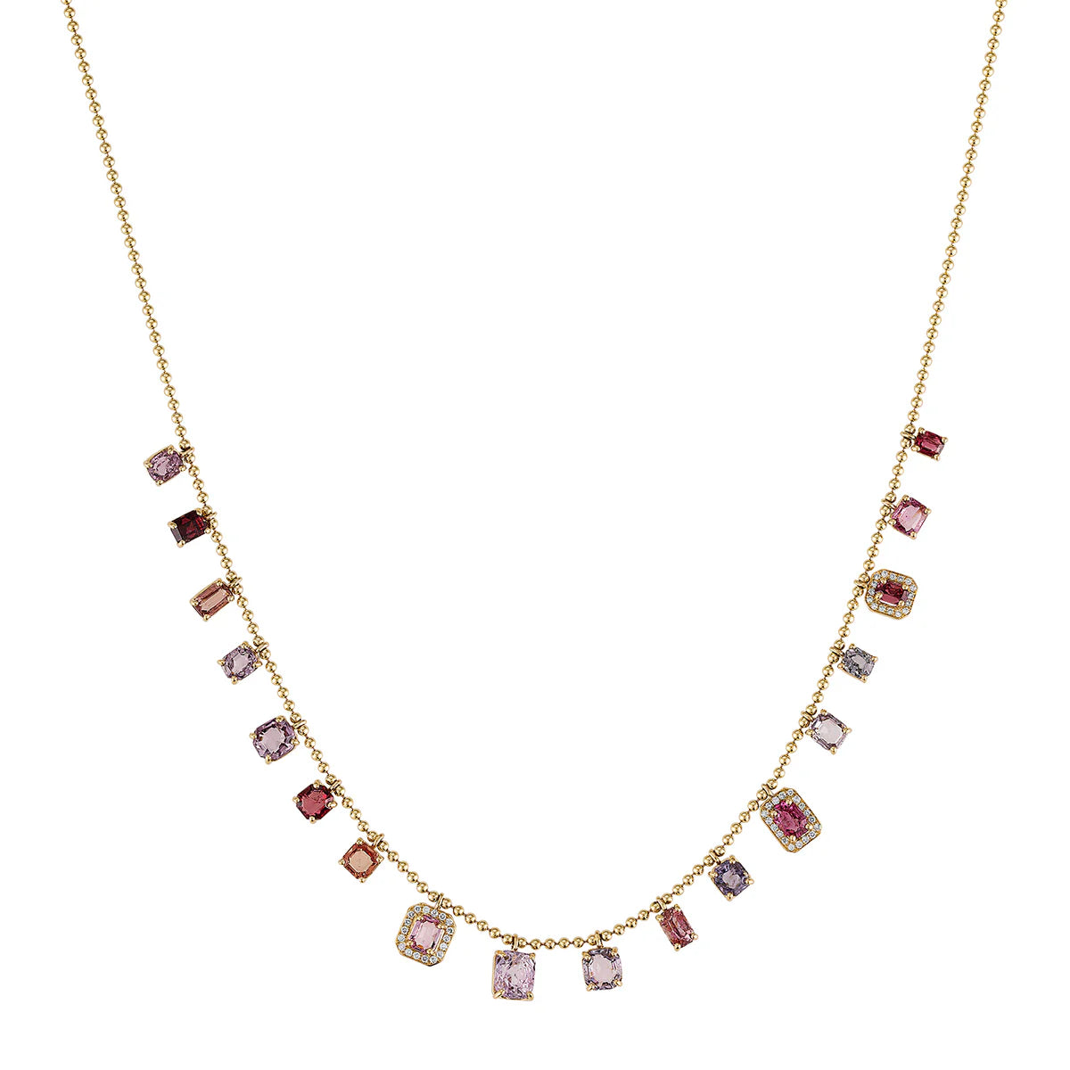 Women’s statement piece necklace-One of a Kind Spinel & Diamond Shaker Necklace