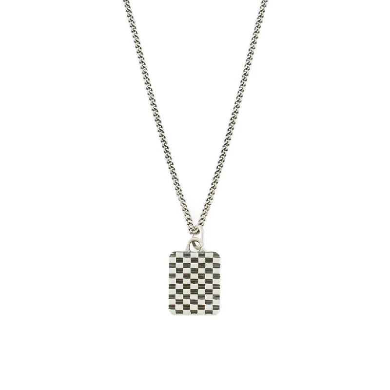 Women’s elegant drop necklace-Silver Checkered Necklace