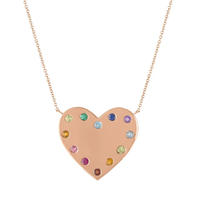 Women’s diamond pendant necklace-Mimi Rainbow Initial Heart Necklace