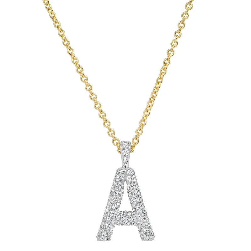 Women’s personalized necklace-Diamond Puffy Initial Necklace