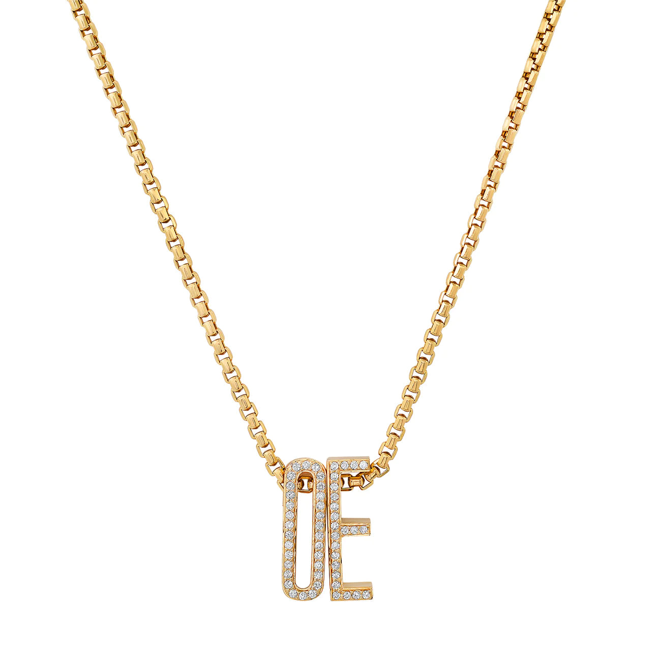 Women’s luxury diamond necklace-Slide-On Pave Diamond Chunky Initial Charm Necklace