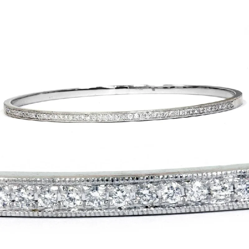 Women’s layered bracelet-Bliss 14k White Gold 1/2 ct TDW Diamond Bangle Womens Bracelet