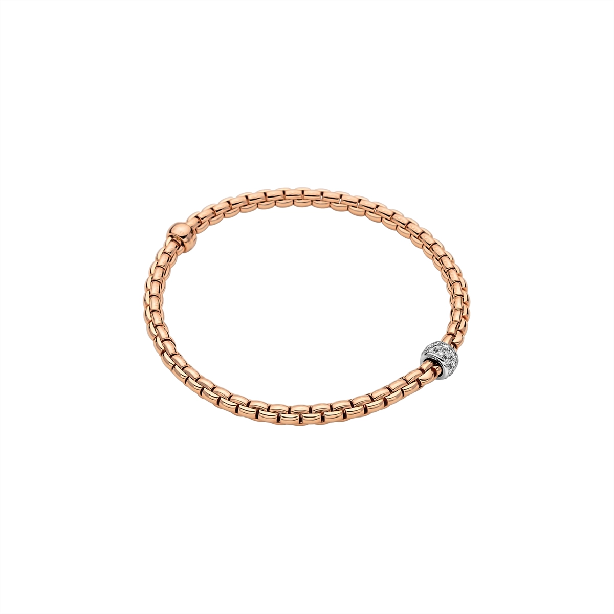 Women’s gemstone-studded bracelet-Fope 18K Rose Gold Eka Collection Diamond Rondel Bracelet, X-Large Size