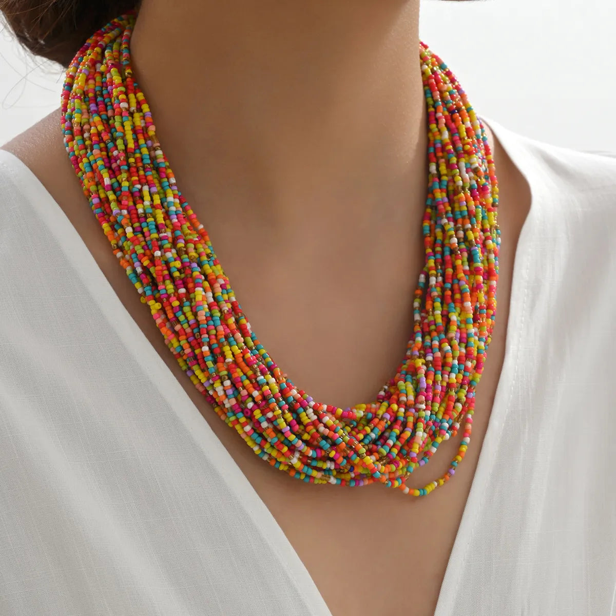 Women’s fashion-forward necklace-Handmade Bohemian Multicolor Plastic Wholesale Necklace