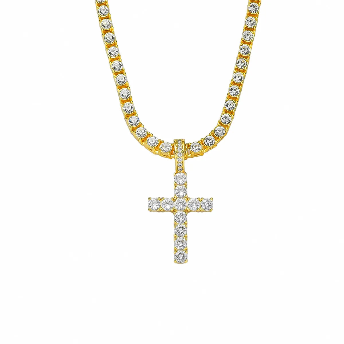 Women’s large pendant necklace-Hip-hop Cross Alloy Inlay Zircon Men's Necklace Pendant