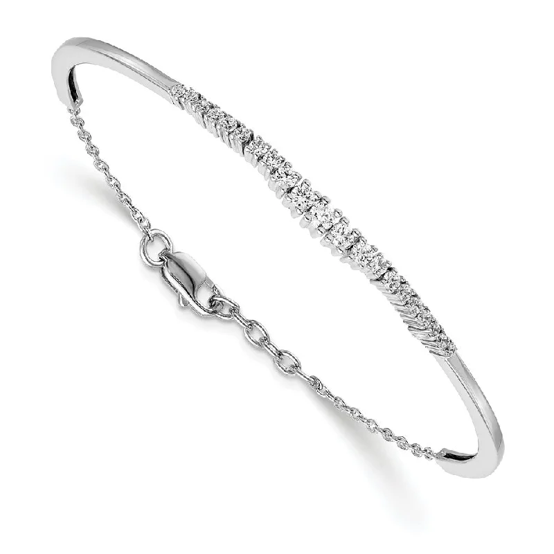 Women’s infinity bracelet-14k White Gold Graduated Diamond Bangle Bracelet-WBC-BM3727-075-WA