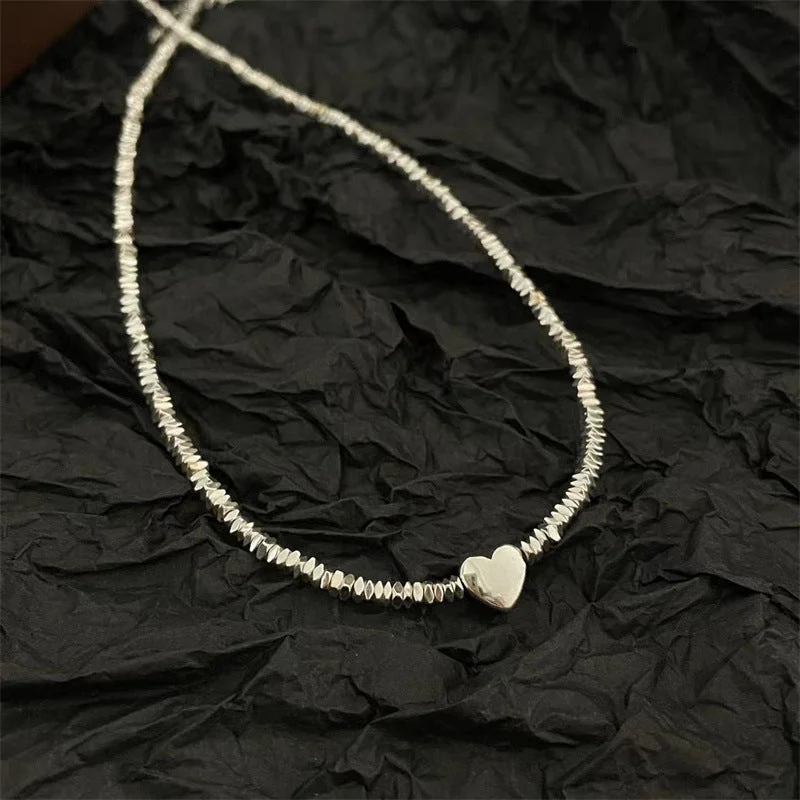 Heart-Shaped Silver Necklace