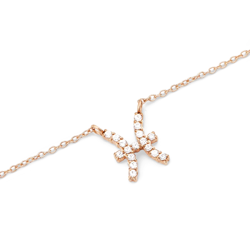 Women’s sparkly pendant necklace-Crystal Zodiac Chain Necklace Rose Gold