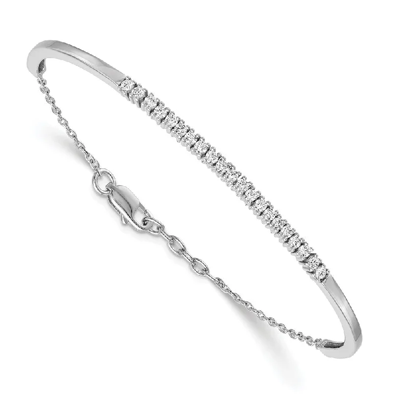 Women’s gemstone-studded bracelet-14k White Gold Diamond w/.25 In Ext Bangle Bracelet-WBC-BM3726-075-WA