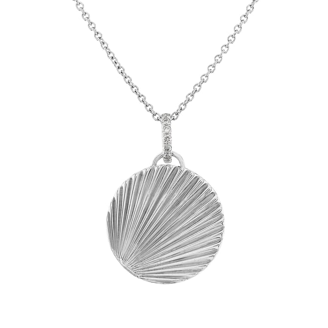 Women’s beautiful gold pendant necklace-Sunny Fluted Disc Pendant Necklace