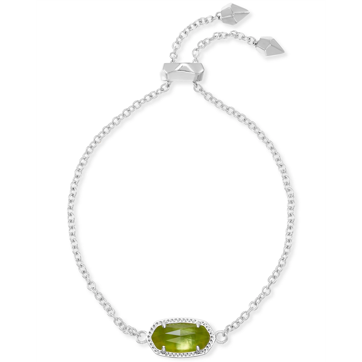 Women’s pearl bangle-Kendra Scott Elaina Bracelet in Silver with Peridot Illusion