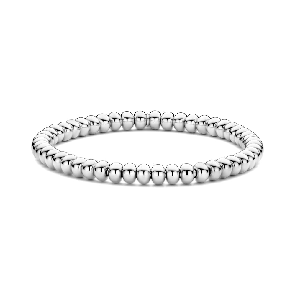 Women’s luxury gold bracelet-Hulchi Belluni Larger Bead White Gold Bracelet-medium length