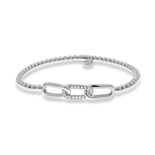 Women’s silver stackable bracelet-Hulchi Belluni 18K White Gold Link Diamond Tresore Stretch Bracelet