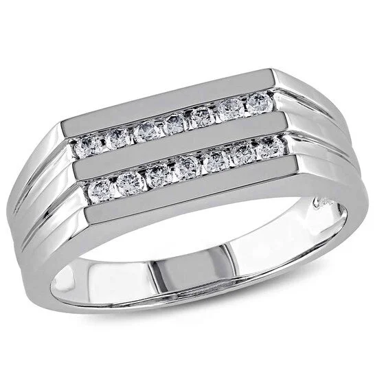 Women’s dazzling diamond engagement ring-Original Amour 1/3 CT Diamond Row Men's Ring