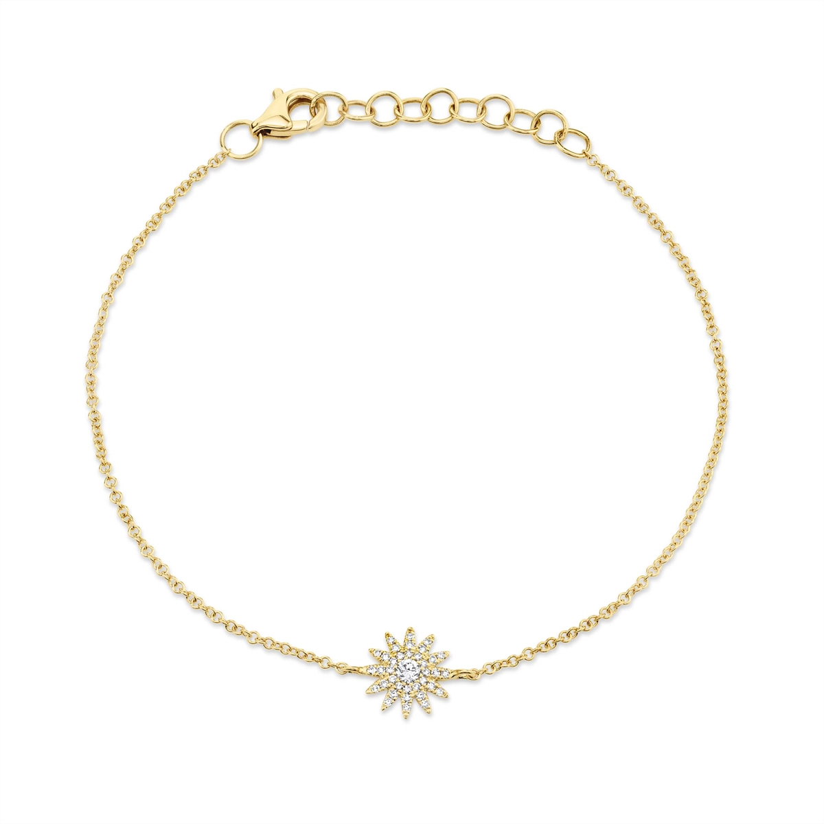 Women’s statement bracelet-14K Yellow Gold Bracelet with Diamond Star Design