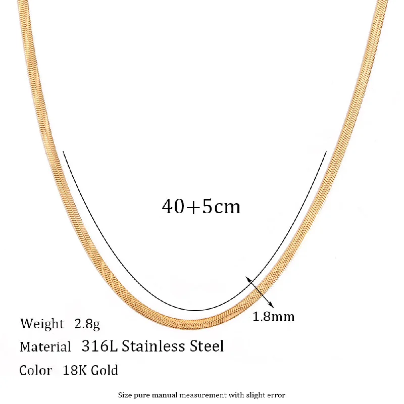 2mm Blade Chain Necklace 40cm 5cm-Gold