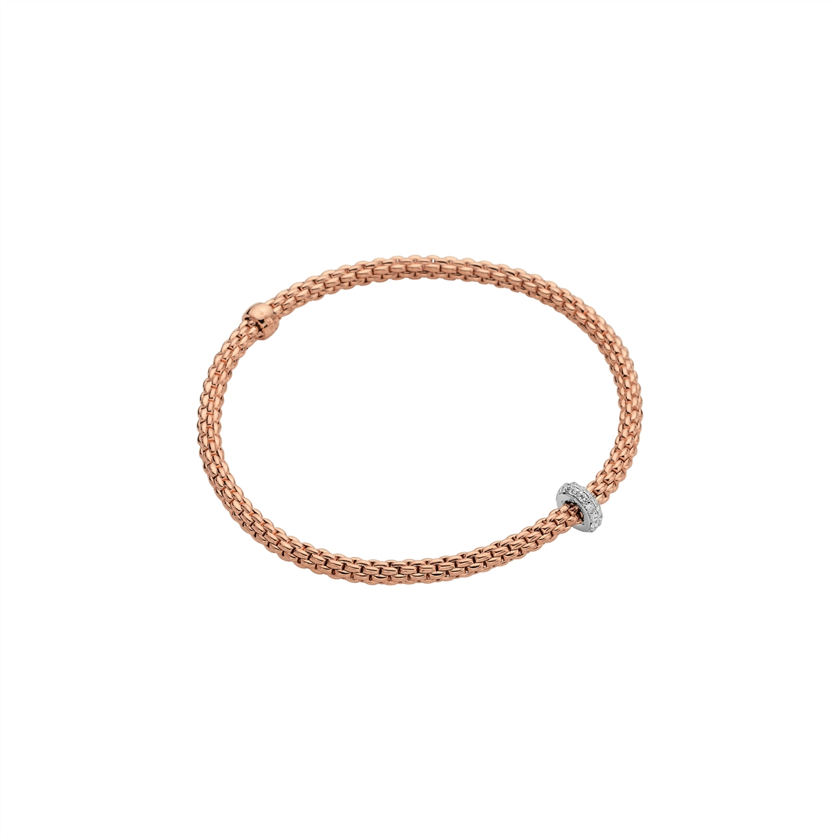 Women’s matching bracelet set-Fope 18K Rose Gold Prima Bracelet with 18K White Diamond Rondel