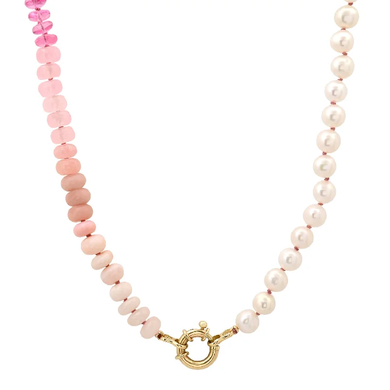 Women’s minimalist necklace-Exclusive Milestones x Encirkled 50/50 Pearl & Pink Ombre Beaded Necklace