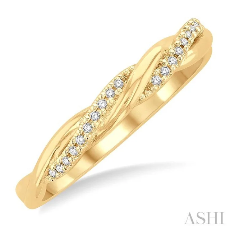 Women’s radiant cut engagement ring-1/20 ctw Twisted Top Round Cut Diamond Fashion Ring in 10K Yellow Gold