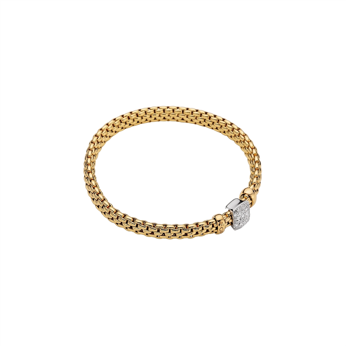 Women’s layered bracelet-FOPE 18K Yellow Gold Vendome Collection Diamond Bracelet, Medium Size